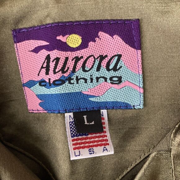 vintage aurora designs shirt womens large Olive Satin button Front - Picture 3 of 12